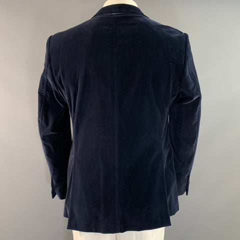 ETRO Chest Size 42 Navy Velvet Cotton Lycra Notch Lapel Sport Coat