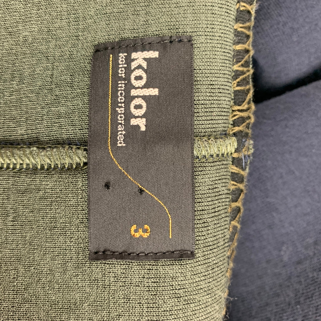 KOLOR Size L Navy Green Contrast Stitch Wool Nylon Sport Coat