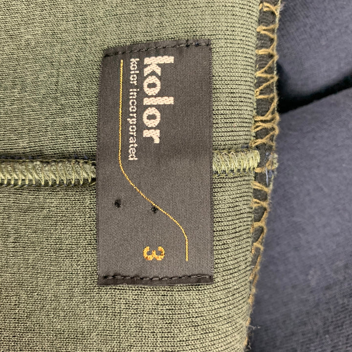 KOLOR Size L Navy Green Contrast Stitch Wool Nylon Sport Coat