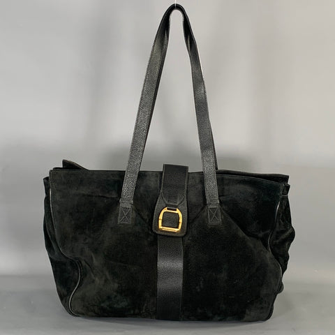 GUCCI Black Suede Leather Tote Bags