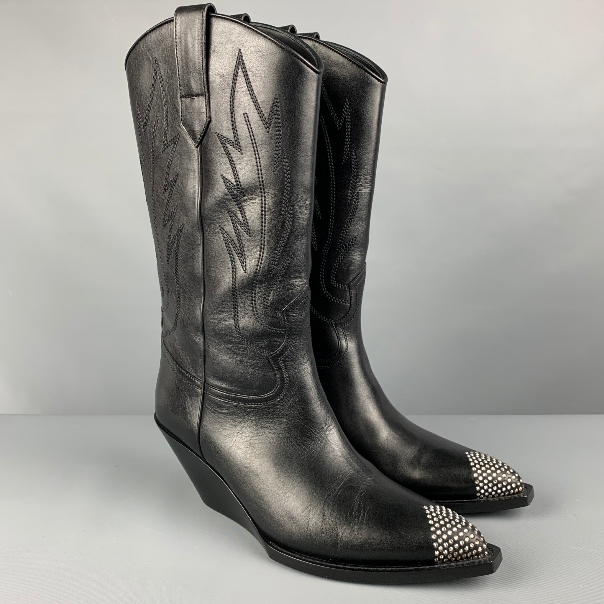 CELINE Size 8 Mens Black Rhinestone Leather Western Boots – Sui