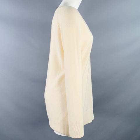 EQUIPMENT Size S Cream Cashmere Knit Oversized V-Neck Pullover
