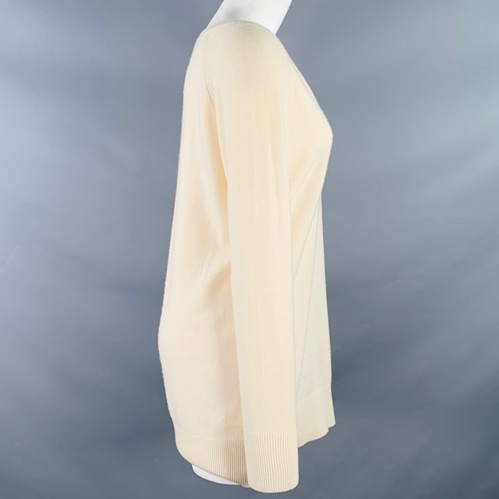 EQUIPMENT Size S Cream Cashmere Knit Oversized V-Neck Pullover
