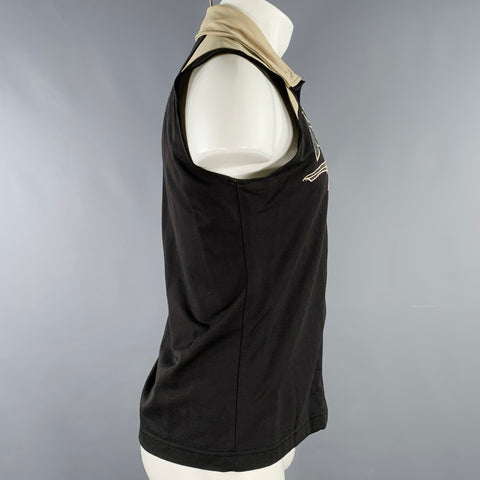 DIESEL STYLE LAB Size M Black Taupe Applique Polyamide Blend Vest