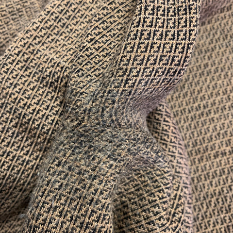 FENDI Taille L Pull à col rond en laine monogramme marron beige