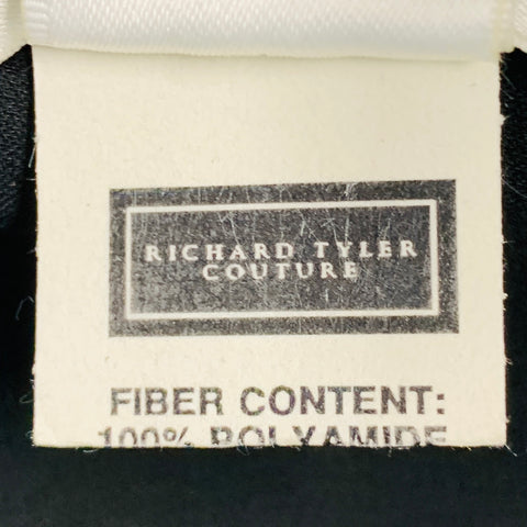 RICHARD TYLER Size 10 Black Jersey Strapless Bead Embroidered Gown