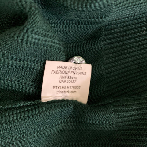 MR TURK Size L Green Ribbed Merino Wool Dagger Polo