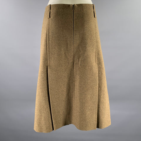 VICTORIA BECKHAM Size 10 Green Olive Merino Wool Mid-Calf Skirt