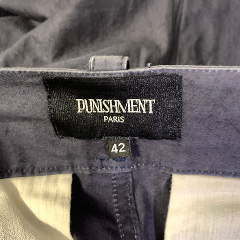 PUNISHMENT Size 36 Navy Pleated Cotton Cargo Casual Pants