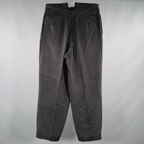 YOHJI YAMAMOTO Size M Black Textured Silk Wide Leg Dress Pants