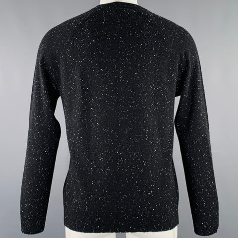 THEORY Size M Black White Knit Cashmere Crew Neck Pullover