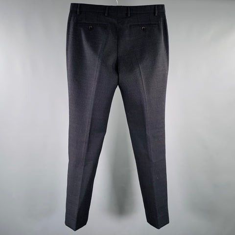 BURBERRY PRORSUM Size 32 Grey Charcoal Ribbed Wool Zip Dress Pants