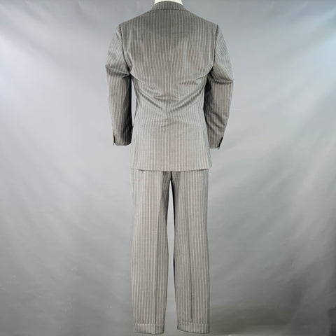 Costume Ralph Lauren taille 39 Regular en laine rayée grise à revers crantés
