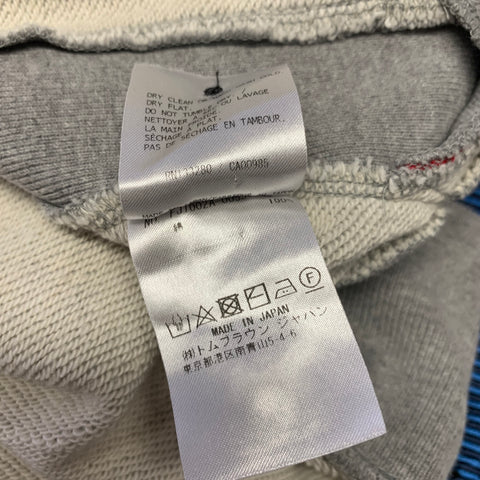 THOM BROWNE Size L Grey Red White Blue Cotton Stripe Cropped Pullover