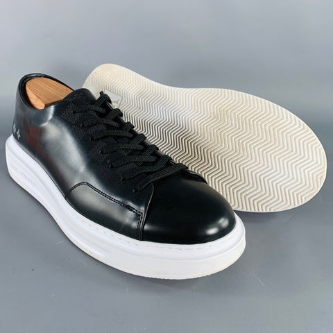 LOUIS VUITTON Size 10.5 Black White Checkered Leather Rubber Sole Sneakers