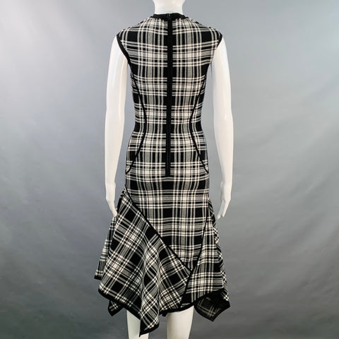 MICHAEL KORS COLLECTION Size XS Black White Viscose Blend Plaid Mermaid Dress