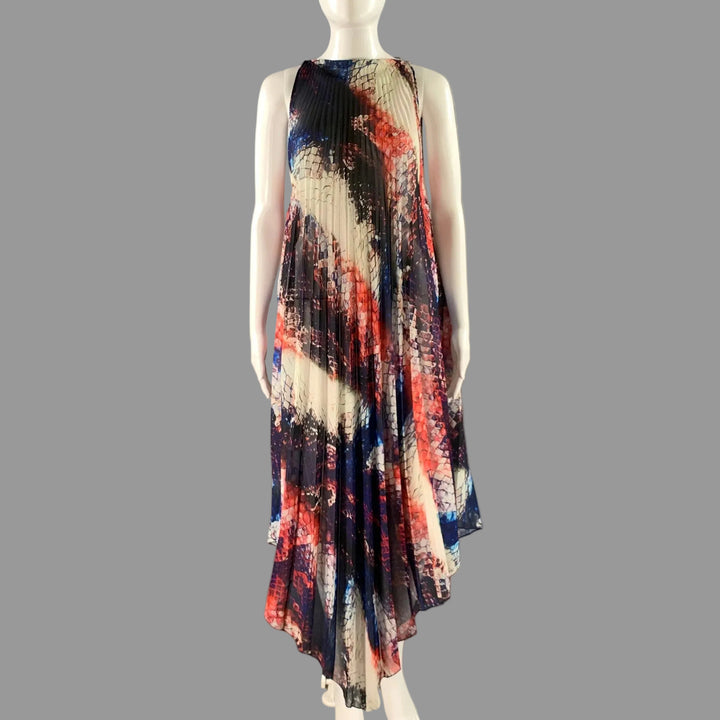 LA PERLA Size 6 Multi-Color Polyester Pleated Halter Dress