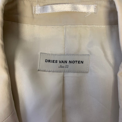 DRIES VAN NOTEN Size 42 Ivory Solid Cotton Notch Lapel Sport Coat