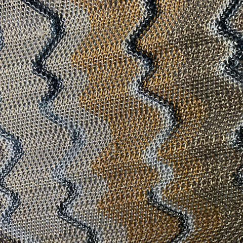 MISSONI Beige Multi Color Zig Zag Viscose Knit Fringe Scarf Shawl