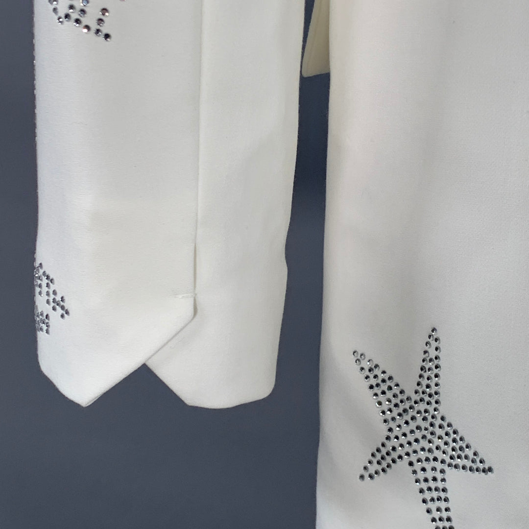 ZADIG & VOLTAIRE Size 42 Viva Strass Beige Studded Polyester Blend Peak Lapel Sport Coat