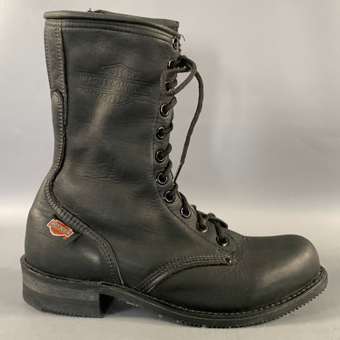 HARLEY DAVIDSON Size 9.5 Black Leather Lace Up Boots
