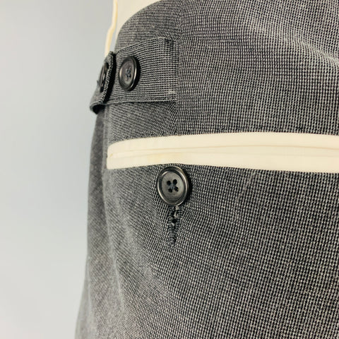 DOLCE & GABBANA Size 34 Charcoal Off White Grid Cotton Tuxedo Dress Pants