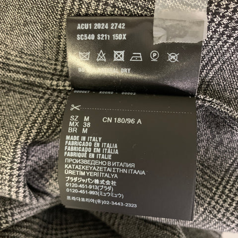 PRADA Size M Grey Black Glenplaid Wool Zip Up Jacket