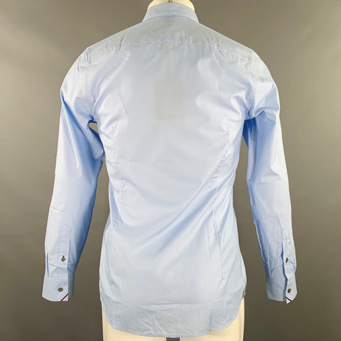 TED BAKER Size XS Timone Light Blue Diamond Cotton Spread Collar Long Sleeve Shirt