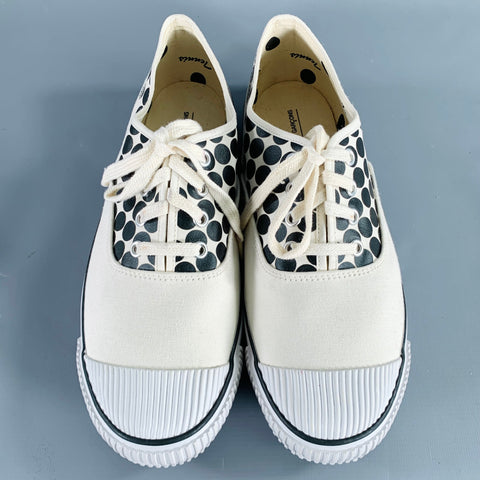 COMME des GARCONS Winter 2014 Size 9 Cream Black Polka Dot Canvas Sneakers