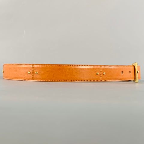 SAKS FIFTH AVENUE Size M Camel Gold Studded Leather Belt