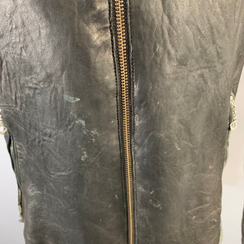 MIHARAYASUHIRO Size M Black Distressed Leather Zip Up Jacket