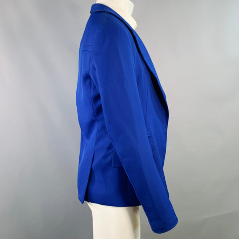 HAIDER ACKERMANN Size 40 Royal Blue Wool Open Front Notch Lapel Sport Coat