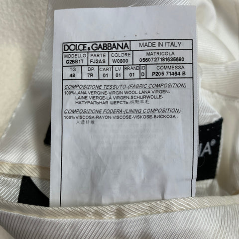 DOLCE & GABBANA Size 38 Regular Cream Textured Virgin Wool Sport Coat