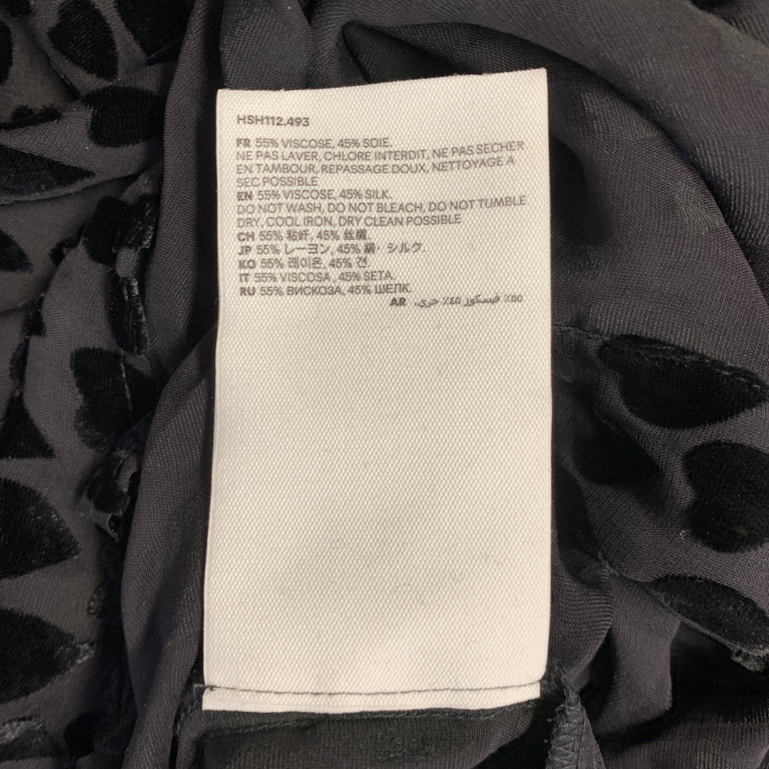 AMI by ALEXANDRE MATTIUSSI Size M Black Burnout Hearts Viscose Silk Long Sleeve Shirt