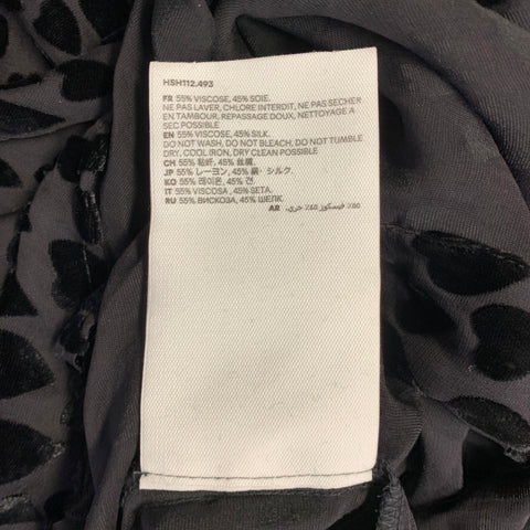 AMI by ALEXANDRE MATTIUSSI Size M Black Burnout Hearts Viscose Silk Long Sleeve Shirt