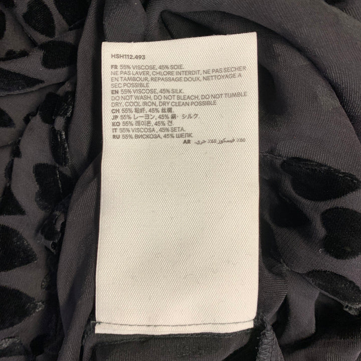 AMI by ALEXANDRE MATTIUSSI Size M Black Burnout Hearts Viscose Silk Long Sleeve Shirt