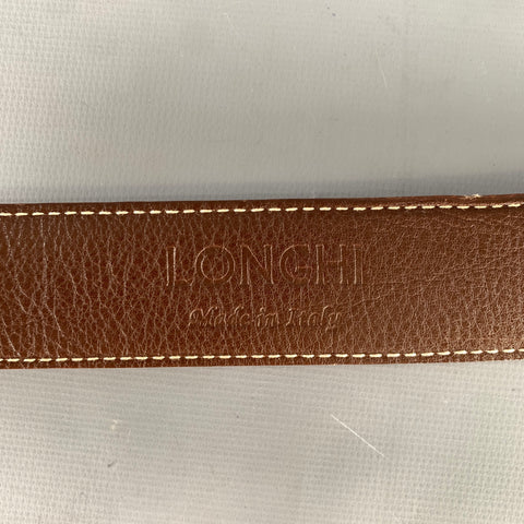 LONGHI Size 38 Brown Burgundy Crackled Leather Belt