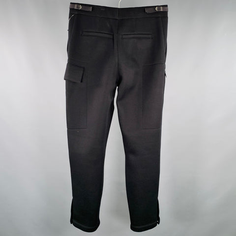 HELMUT LANG Size 32 Black Modal Side Tabs Casual Pants