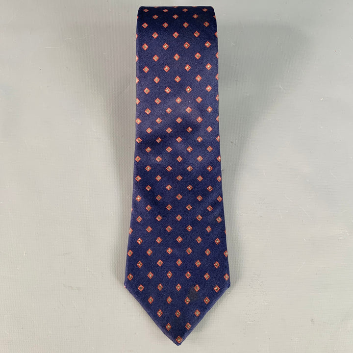 CHRISTIAN DIOR Navy Red Diamond Silk Tie