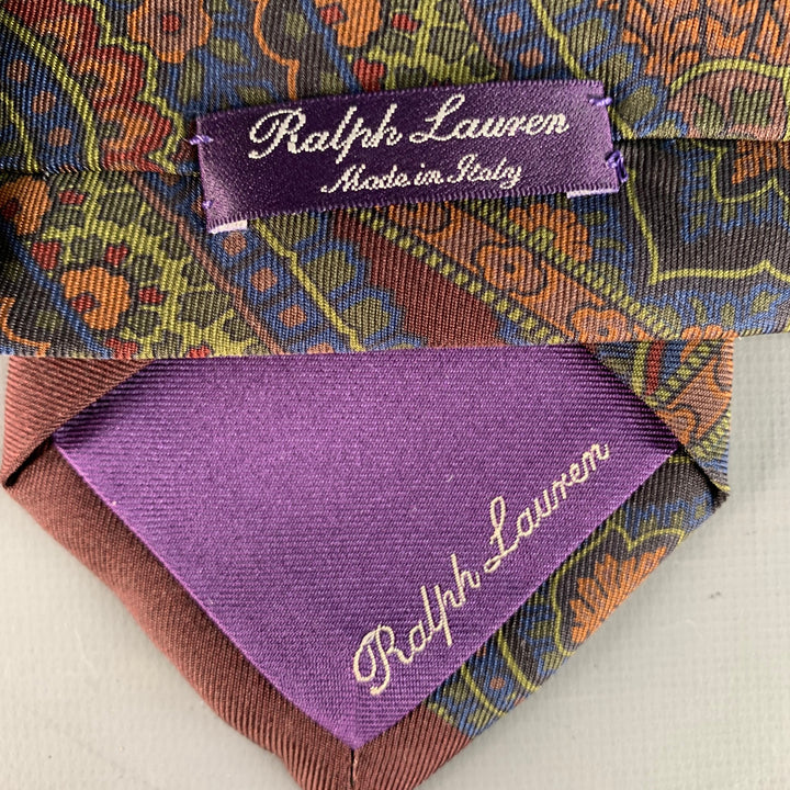 RALPH LAUREN Navy Brown Paisley Silk Tie