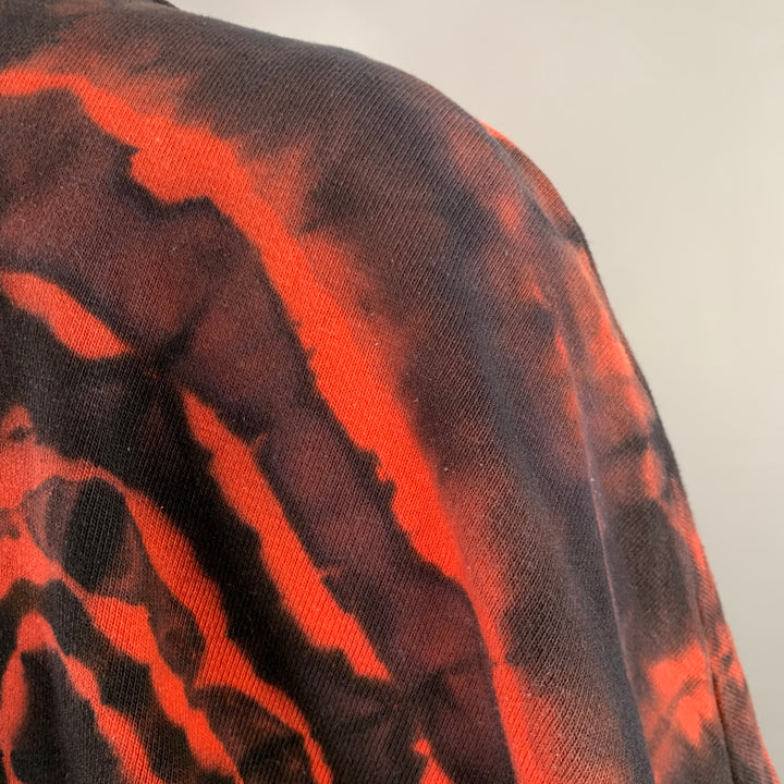 KAPITAL Size S Black Orange Tie Dye Cotton Oversized V-Neck Sweatshirt