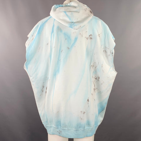 WESTFALL One Size Melting Snoopy Cutoff Blue Dyed Cotton Blend  Hoodie Sweatshirt
