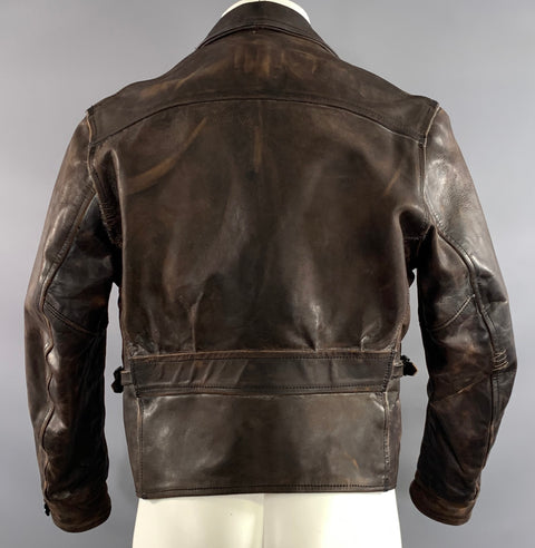 LEVI'S VINTAGE LVC Size M Brown Distressed Leather Biker Jacket