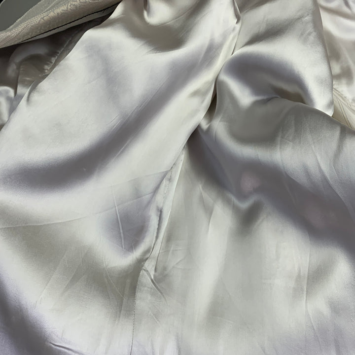 ROBERTO CAVALLI Size 44 Cream Silver Geometric Cotton Blend Jacquard Sport Coat