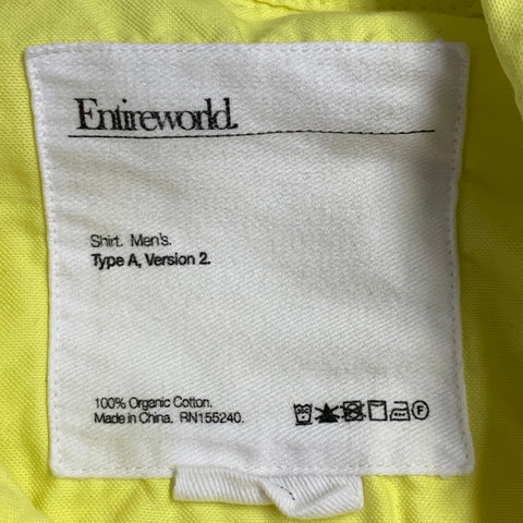 ENTIREWORLD Size L Yellow Cotton Button Down Collar One Pocket Long Sleeve Shirt