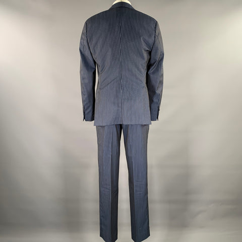 ETRO Size 38 Navy Blue Pinstripe Wool Notch Lapel Suit