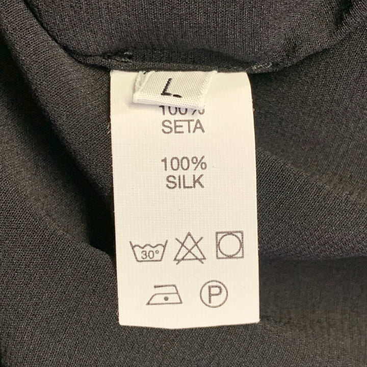 HAIDER ACKERMANN Size L Black Silk Short Sleeve Shirt Jacket