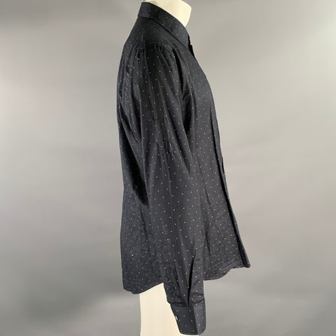 PAUL SMITH Size L Black Gold Polka Dot Cotton Long Sleeve Shirt