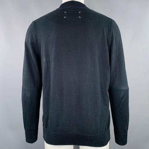 MAISON MARTIN MARGIELA Size M Black Cotton Shawl Collar V-Neck Cardigan