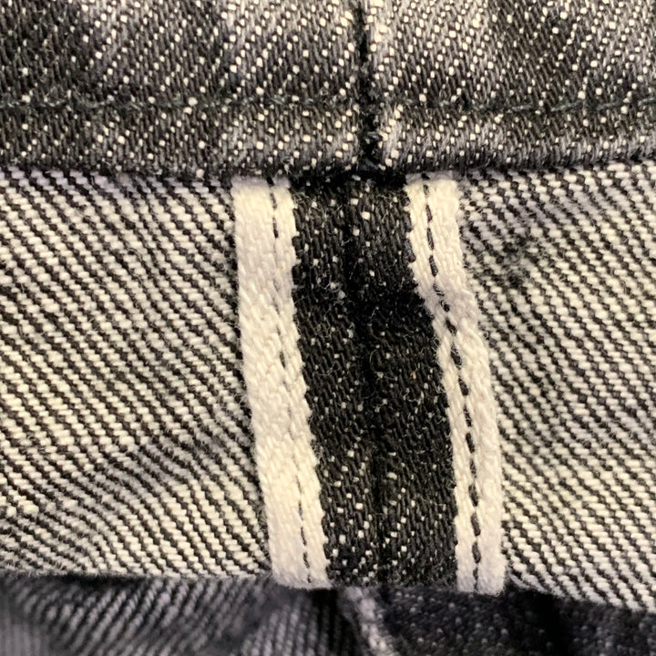 GOLDEN GOOSE Size 34 Black Washed Selvedge Denim Tapered Distressed Jeans